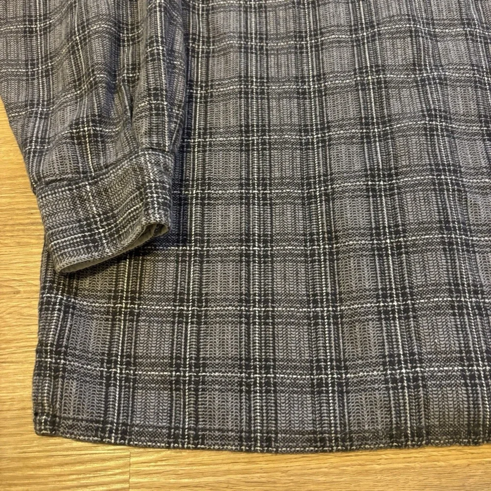Vintage Levis Shirt Jacket Men's Small Grey Black Plaid Flannel Shacket Oversize - Picture 12 of 15